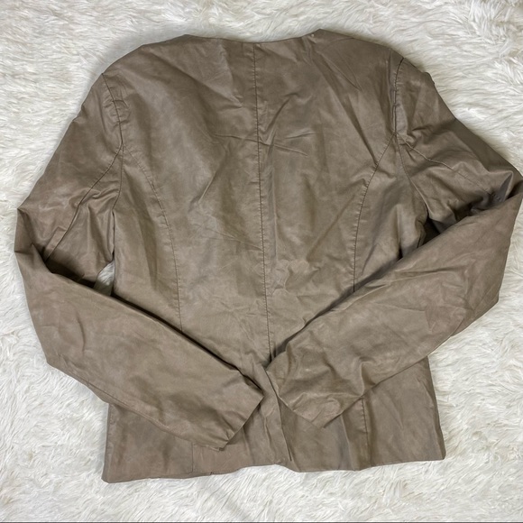 C. Luce Tan Faux Leather Blazer Jacket - Picture 10 of 16